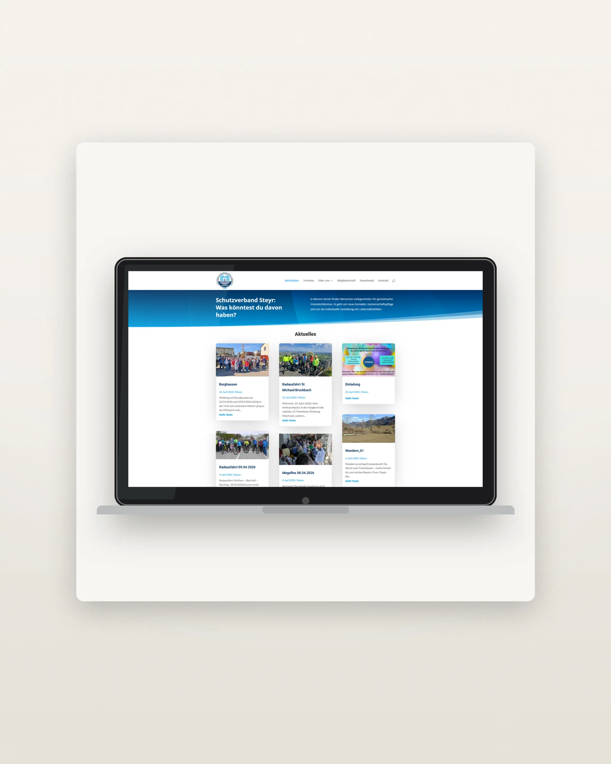 Mockup der Website Schutzverband Steyr als Referenzprojekt