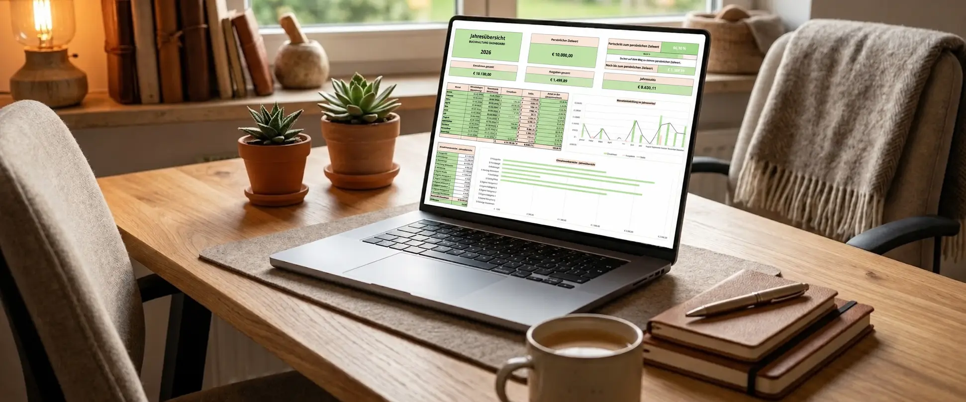 Laptop mit WEITBLICK Excel-Tool für Einnahmen und Ausgaben
